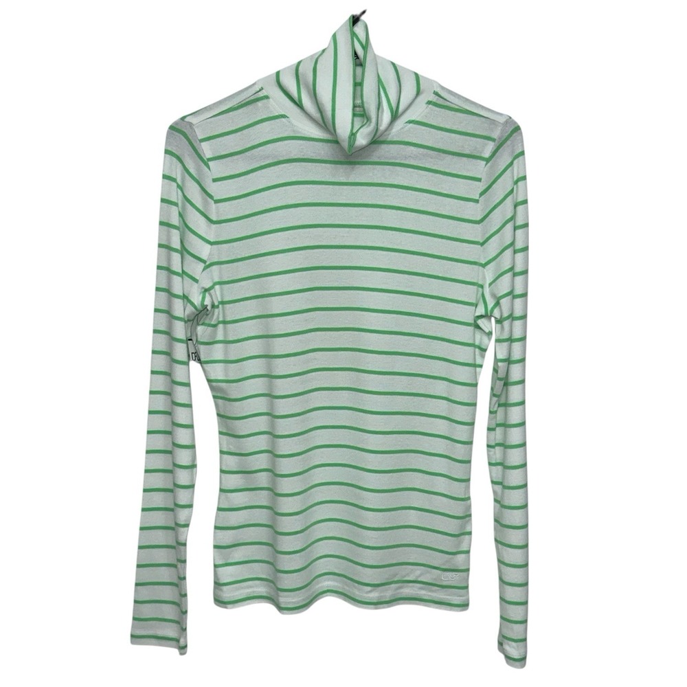 Vineyard Vines Striped Turtleneck Shirt Pima Womens‎ Size Small Green White